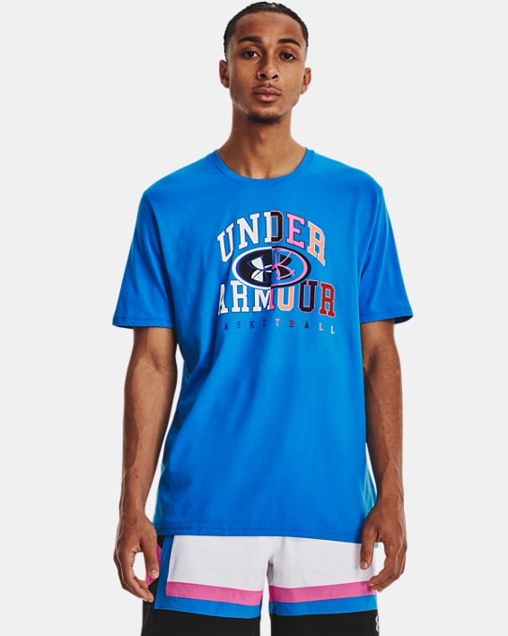 Men's UA Basketball Lock Up Short Sleeve, Blue, pdpMainDesktop image number 0